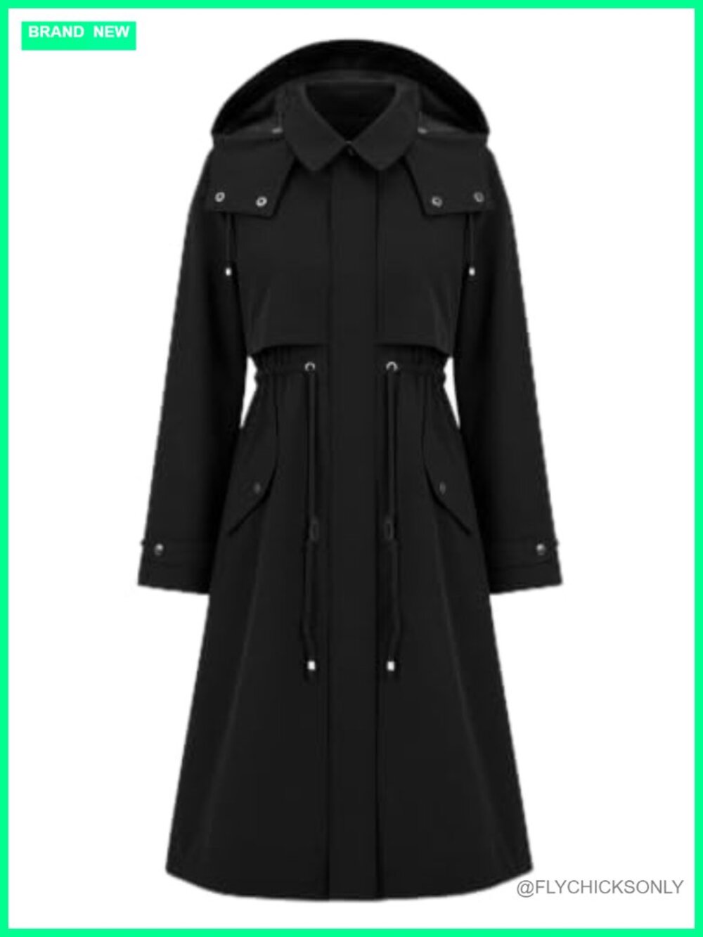 Women's Trench Coat Classic Lapel Overcoat Detachable Hood
